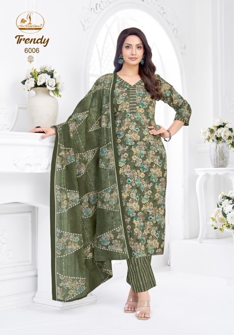 Trendy Vol 6 By Miss World Choice Cotton Printed Readymade Dress